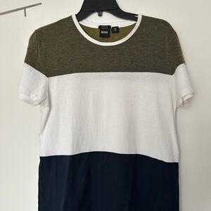 BOSS Men's Colorblock T-Shirt - White, Green, and Navy Blue